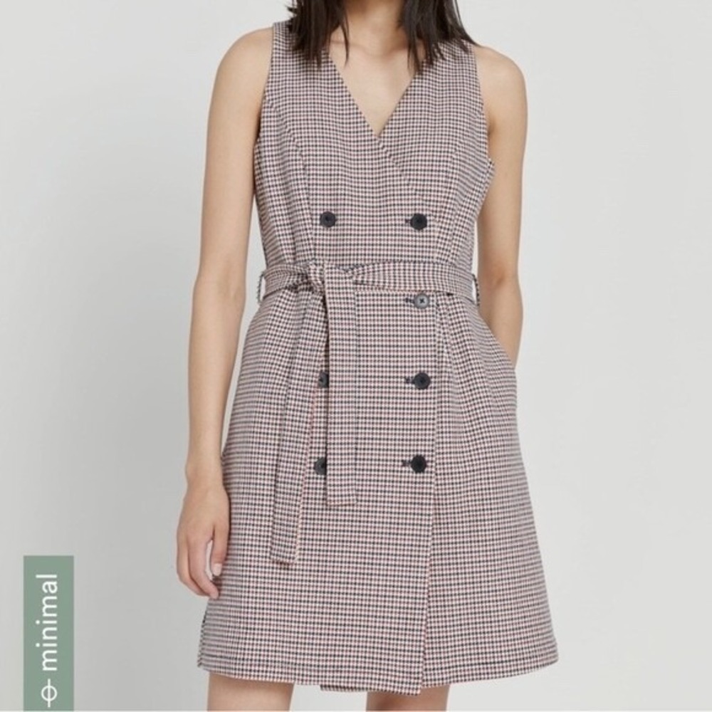Women's Frank And Oak Houndstooth Vest Button Tie Dress Size Large Career Fall